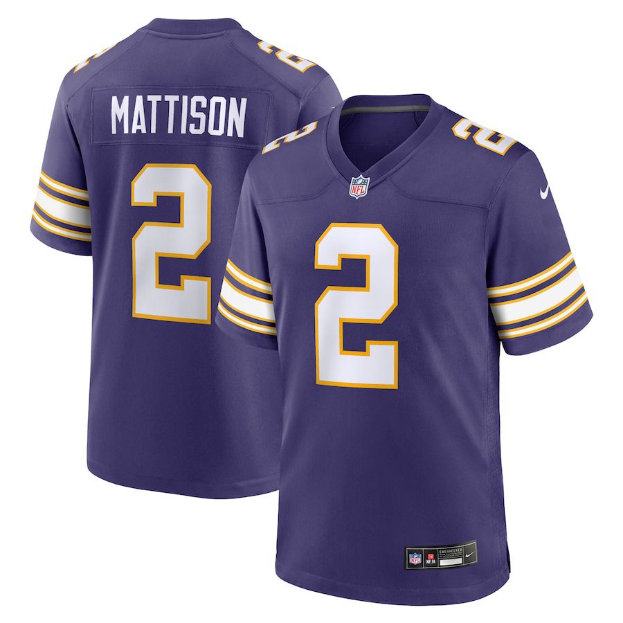 Men Minnesota Vikings 2 Alexander Mattison Nike Purple Classic Player Game NFL Jersey